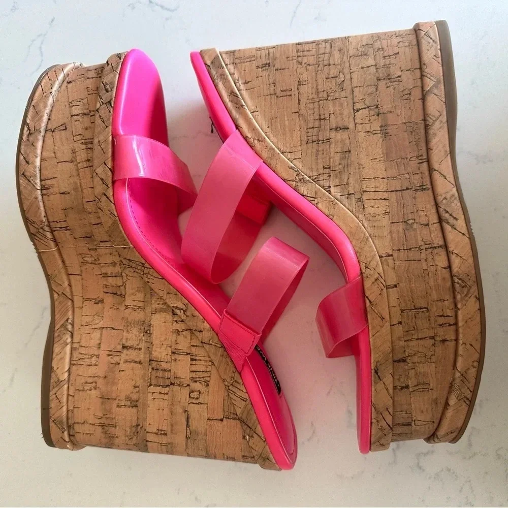 Nine West Rapps Platform Wedge Sandal In Pink Size: 6.5